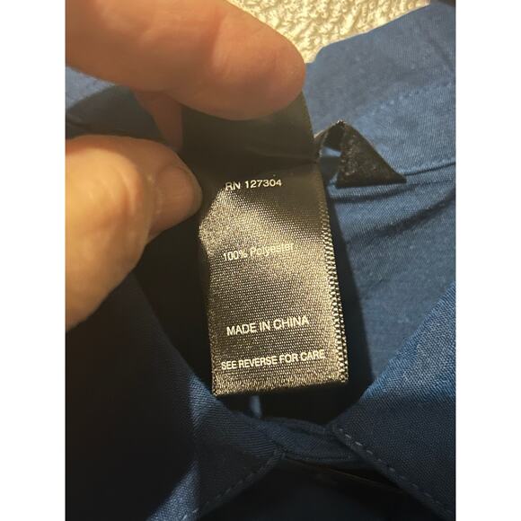 Ali Miles Lagenlook Minimalist Business Office Blue Large Front Button Tunic Top - Picture 9 of 10